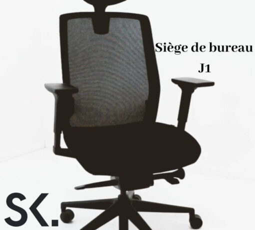 Démonstration des réglages du fauteuil J1, incluant des instructions sur l'ajustement de la hauteur, de l'inclinaison et du soutien lombaire pour un confort optimal.