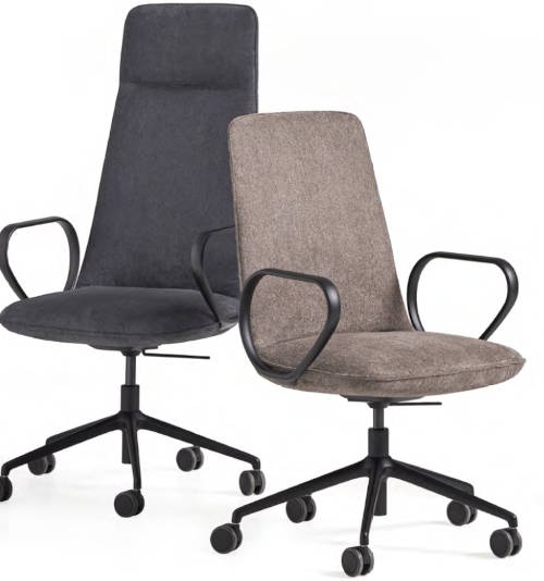 Fauteuil Elex à roulettes, montrant comment il s'intègre parfaitement dans un environnement de travail moderne. Le fauteuil allie confort et style, contribuant à un espace de travail à la fois pratique et esthétique.